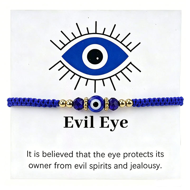 Devil's Eye Bracelet with Rhombus Crystal and Gold Bead Spacers, Handmade Woven Bracelet, Red Evil Eye Woven Bracelet Devil's Eye Bracelet with Rhombus Crystal and Gold Bead Spacers, Handmade Woven Bracelet, Red Evil Eye Woven Bracelet