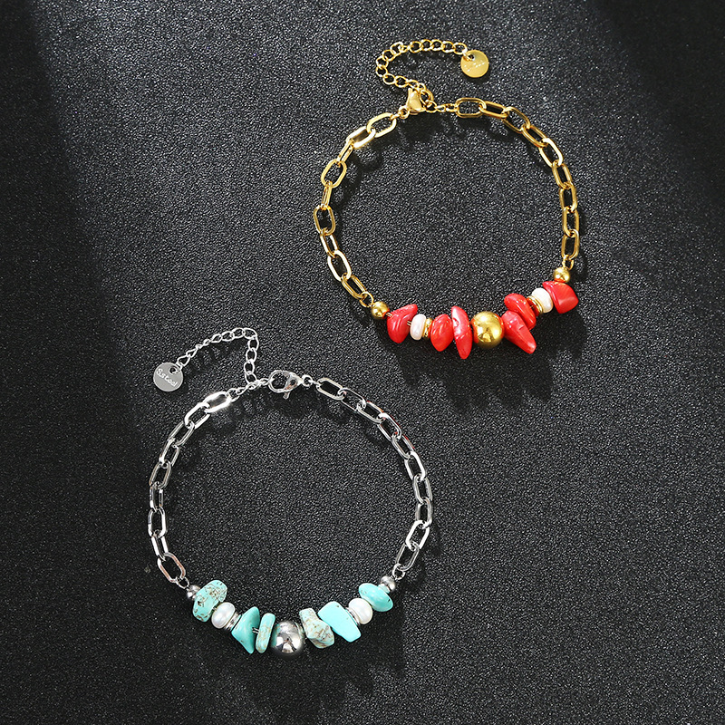 Fashion Jewelry Ladies Gift High Quality Waterproof Electroplated Gravel Freshwater Pearl Gold Chain Stainless Steel Bracelet