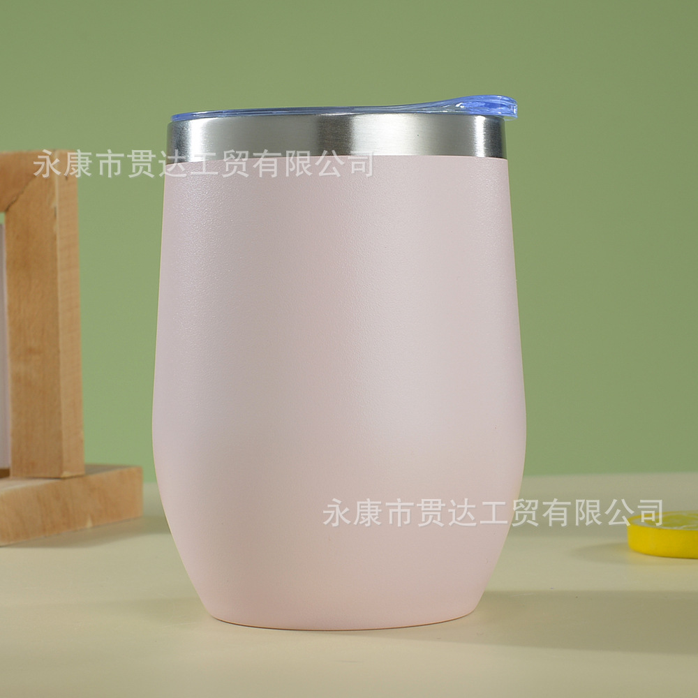 Comercio exterior transfronterizo exclusivamente para taza de cáscara de huevo de 12oz taza de agua de acero inoxidable 304 preservación al vacío de doble capa en forma de U vino tinto taza de huevo