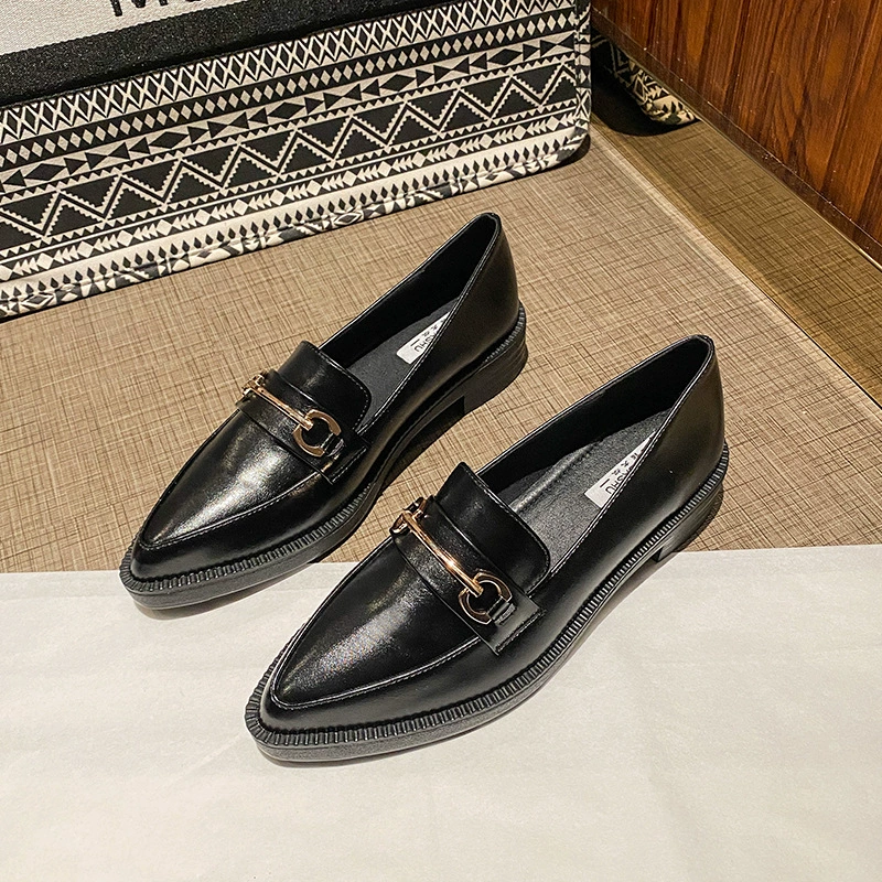 Туфли на платформе без шнуровки, ленивые лоферы, осенне-зимняя кожаная обувь в британском стиле, Женская Однослойная обувь в стиле ретро, обувь размера