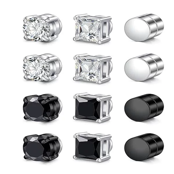 Magnetic Clip-On Earrings Without Ear Piercings, Sparkling Zircon Ear Cuffs, Ear Bone Clips, Cochlear Studs, Magnetic Ear Accessories