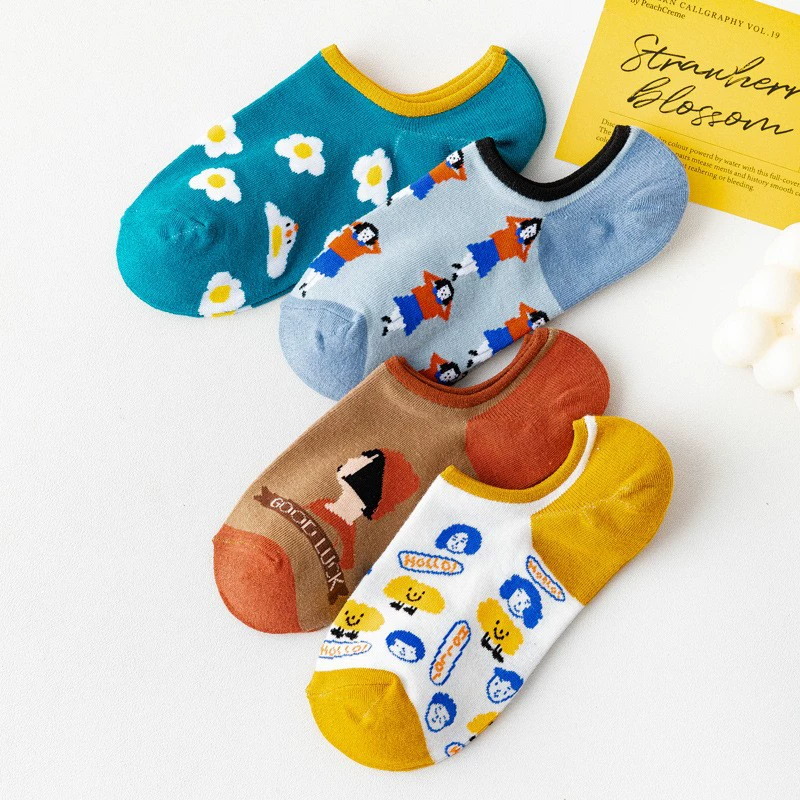 Tide, Japanese summer thin cartoon cute socks, thin cotton