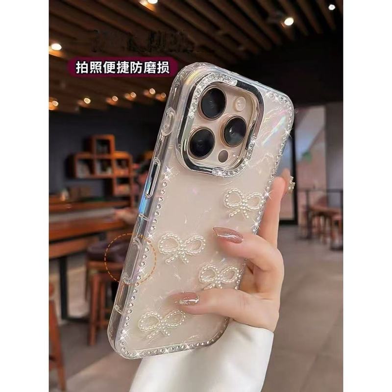 ラインストーン立体リボン kt 猫シェルパターン iPhone16promax Apple 15 携帯電話ケース 14 新しいスタイルに適しています|undefined