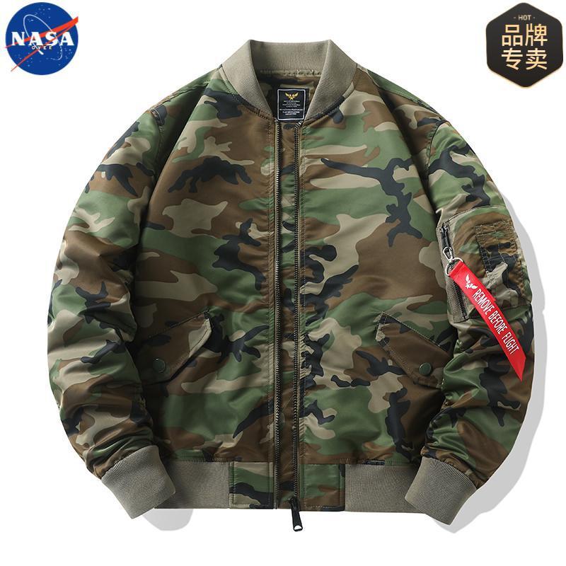 NASAブランド連名2025年春秋アメリカンパイロットジャケット男性カップル迷彩野球服コート|undefined
