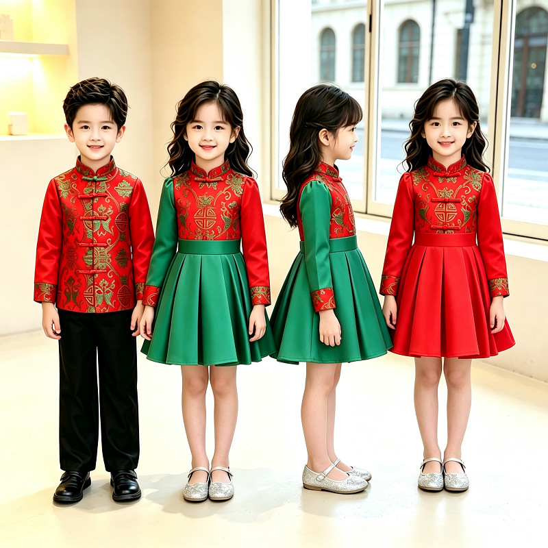 国庆舞蹈服福娃闹新春吉祥娃娃儿童喜庆服幼儿福气要来到演出服装