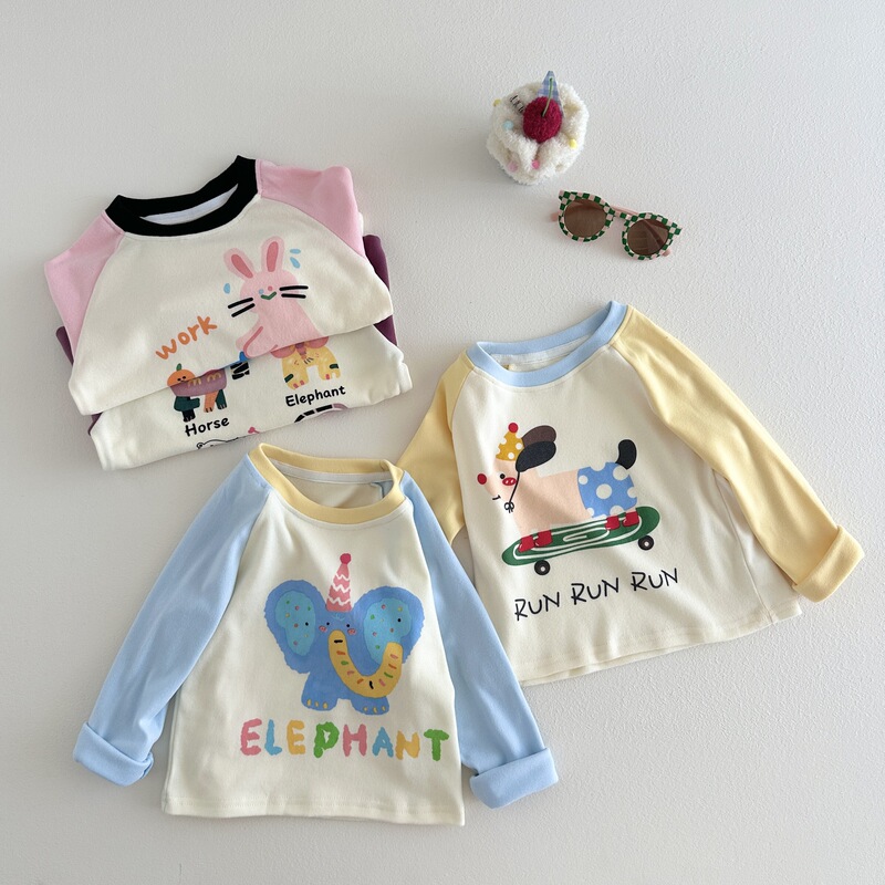 Children's Clothing Kidsren's Long-Sleeved T-Shirt 2025 Boys' Autumn Bottoming Shirts Baby Girls' New Style Tops Color Matching Category a Trendy Children's Clothing Kidsren's Long-Sleeved T-Shirt 2025 Boys' Autumn Bottoming Shirts Baby Girls' New Style Tops Color Matching Category a Trendy