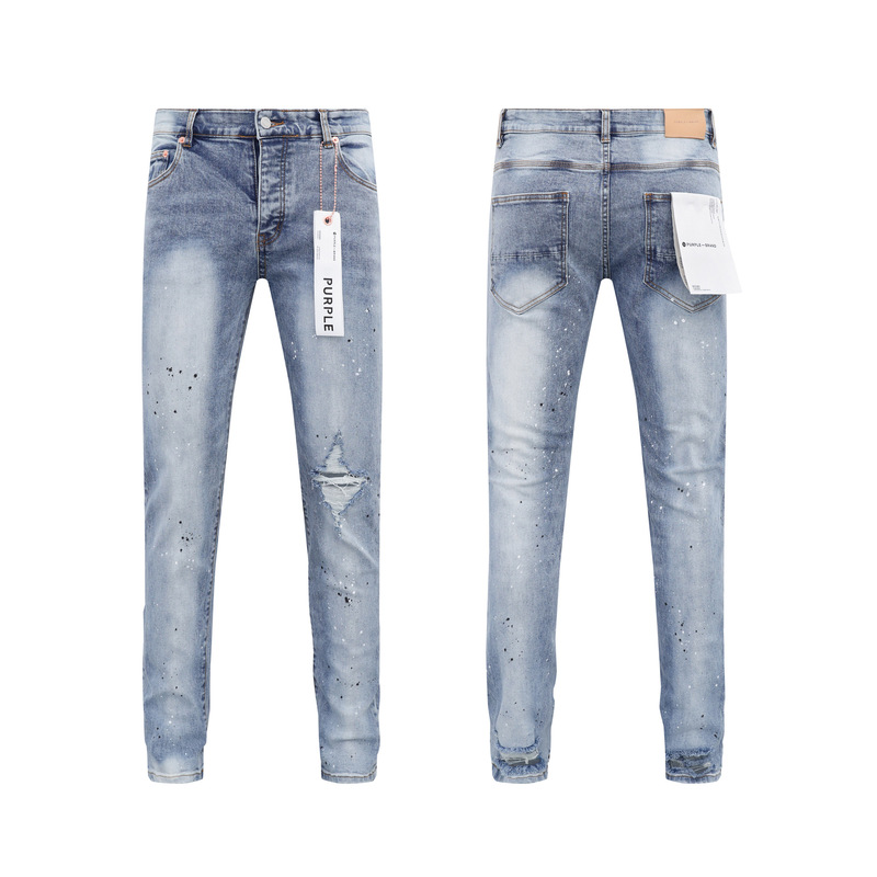 PURPLE BRAND JEANS美潮高街男士休闲破洞设计款修身显瘦牛仔长裤|undefined