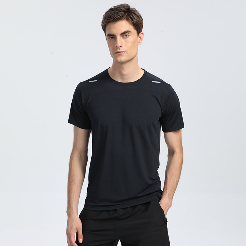 Camiseta deportiva de ocio al aire libre para hombres de verano ropa de secado rápido manga corta suelta más tamaño transpirable seda de hielo media manga en stock impreso B