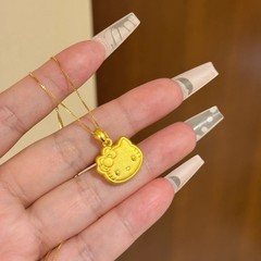 小紅書人気の両面ゴールドハローキティネックレス Douyin 新しい KT キャットガールニッチ鎖骨チェーン