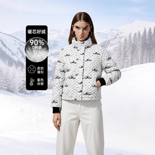 2025新款欧美棋盘格欧根纱刺绣高级感时尚面包服抗寒外套羽绒服