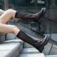 Large tube circumference thick leg fat hollow mesh boots summer plus size women's shoes 41-43 Internet celebrity knee boots 42