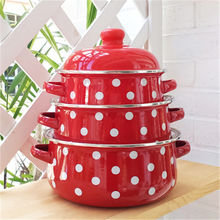 加厚糖果色搪瓷汤锅16cm18cm20cm炖锅汤锅小火锅三件套搪瓷锅带盖