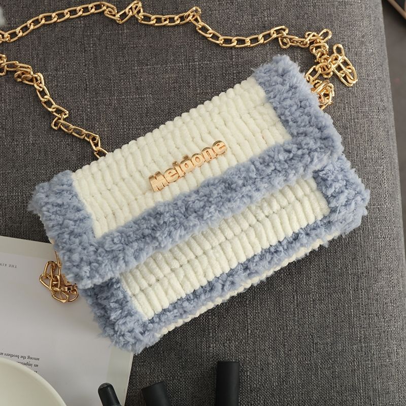 手工编织包包diy材料包绒冰条毛线网格自制单肩斜跨包女包送女友