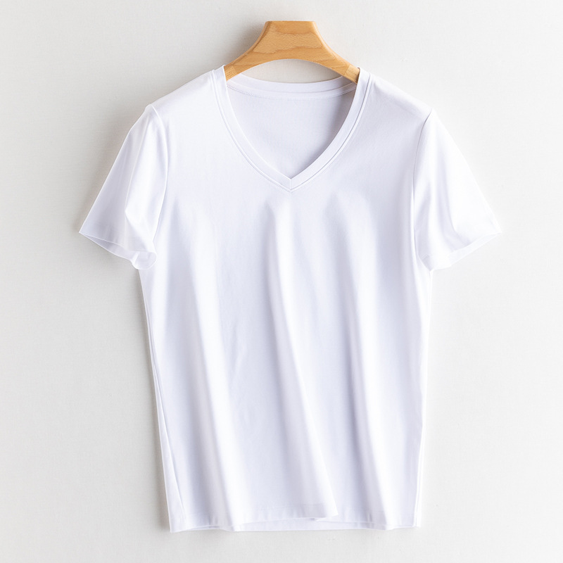 Yuyue 2025 桑蚕シルクシルクコットン 冷感ノーアイロン13色Tシャツ 夏涼しいシルクのような滑らかな桑蚕シルクトップス レディース|undefined