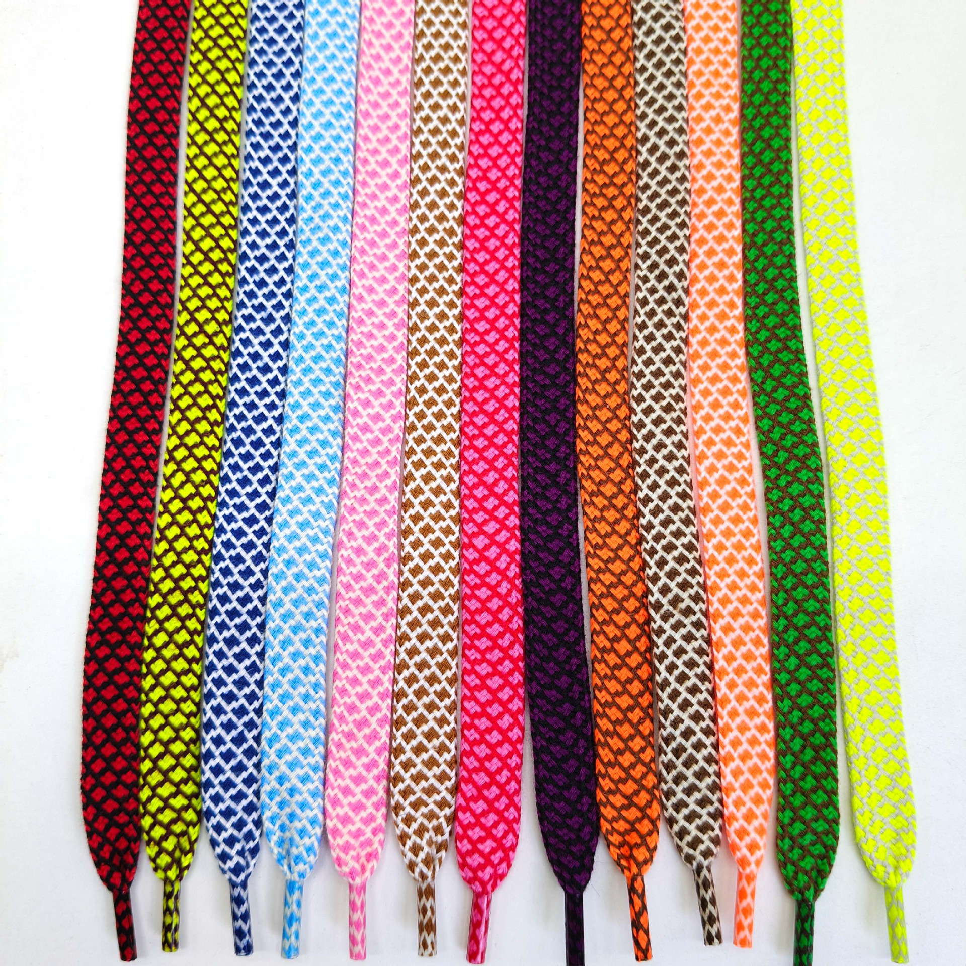 48 colores 10mm poliéster algodón bicolor zebra doble cordón plano cordón de rosca de color ajuste zapatos de lona casuales