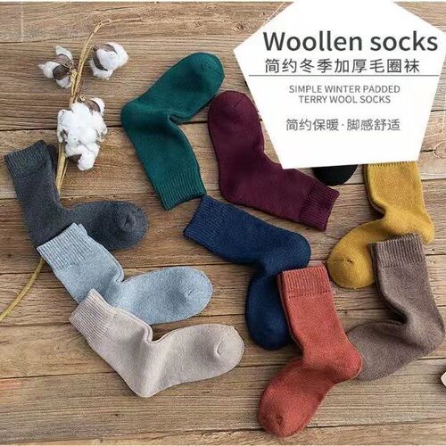 Autumn and winter women's terry socks thickened velvet thermal socks men's and women's long socks wholesale floor socks warm towel socks mid-tube