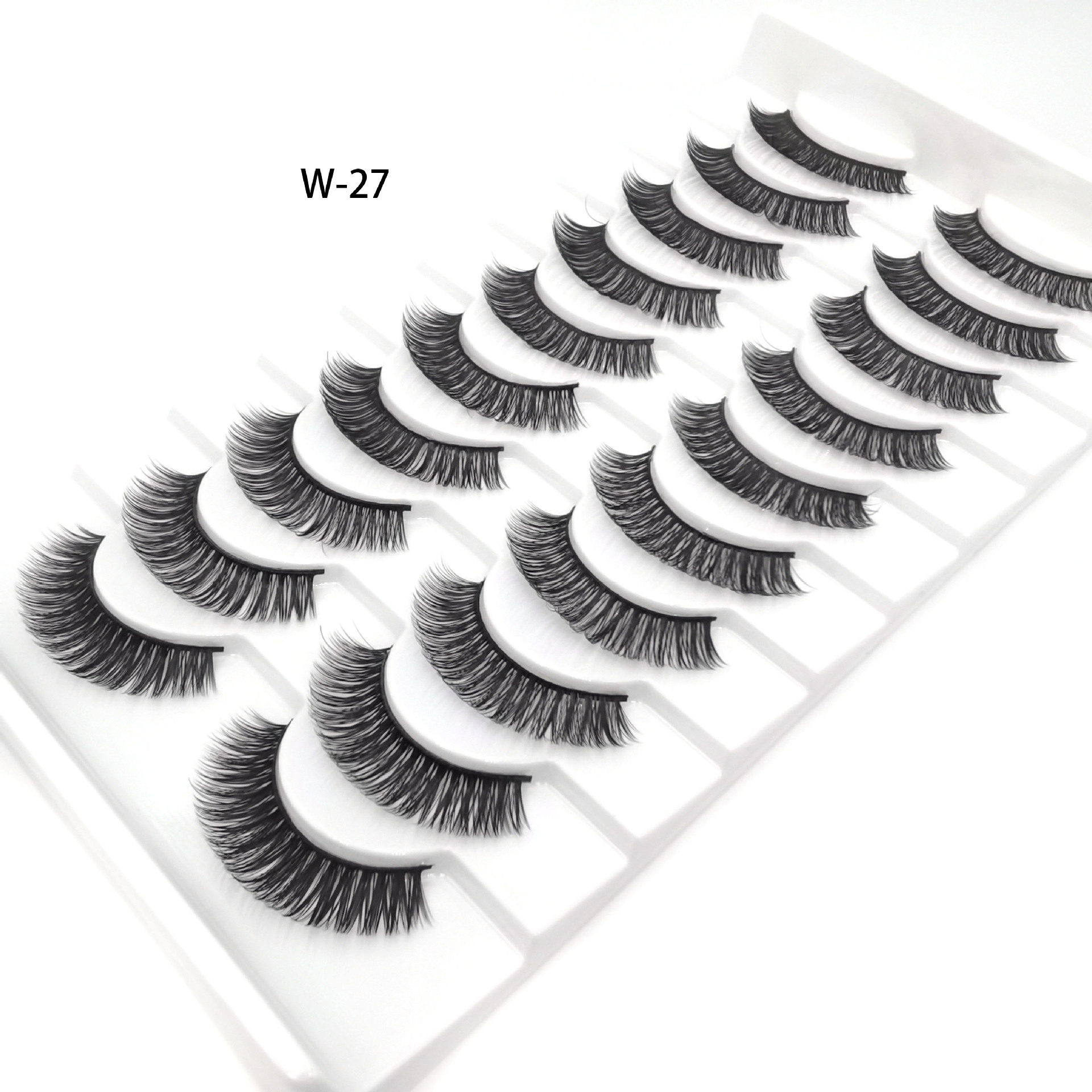 Nuevo ruso pestañas falsas DD curvadas gruesas pestañas europeas y americanas diez pares de pestañas naturales del encanto de la fibra química