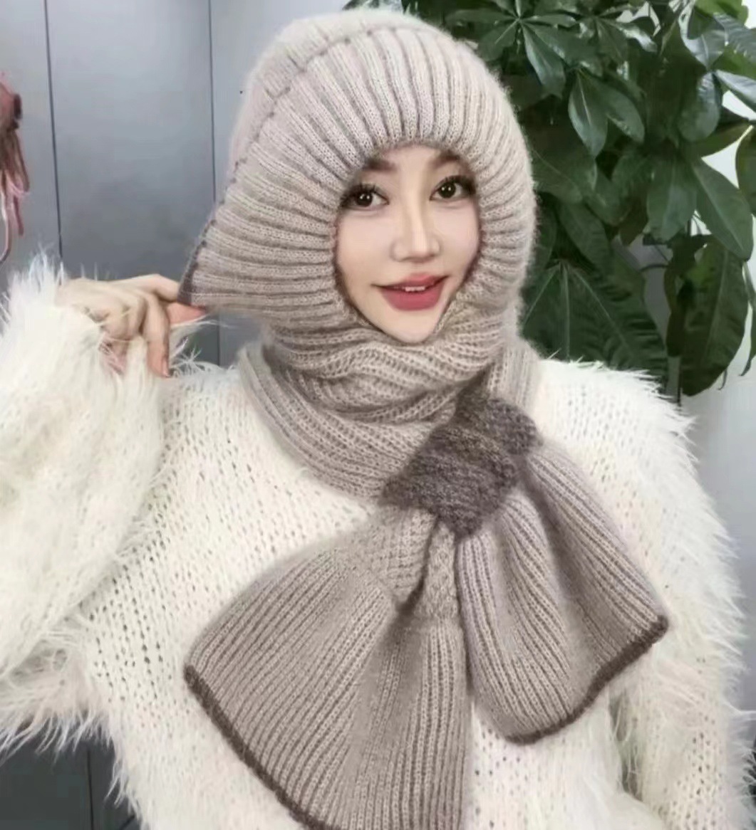 Automne Hiver Édition Coréenne Nouvelle Polaire De Pin Laine Pour Enfants, Écharpe, Style Nœud Intégré, Chaud Et Velours Femme_voghion.com