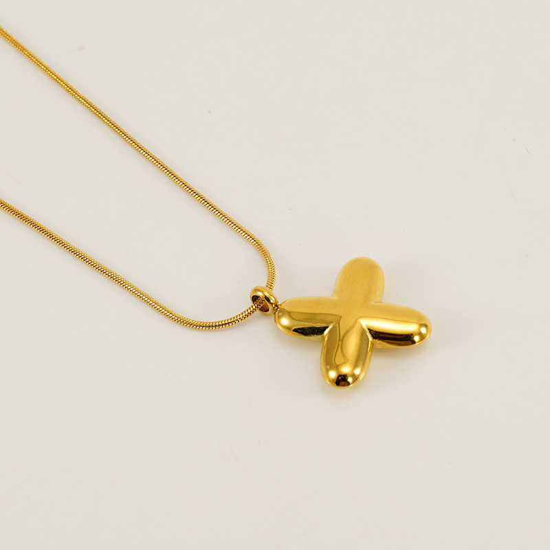 Burbujas transfronterizas 26 letras inglesas colgante brillante collar nicho universal oro acero titanio joyería collar