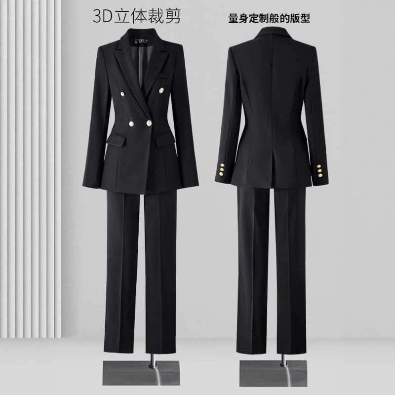 西装套装女职业正装大学生公考面试工作服气质高级感黑色西服外套|undefined