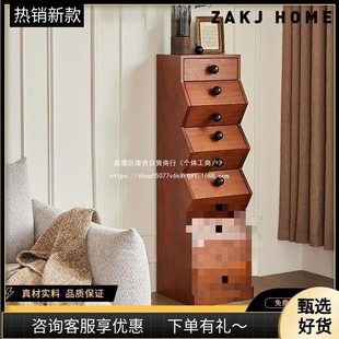 Drawer Cabinet Living Room Multi-Layer Chest of Drawers Solid Wood Cabinet Antique Style Storage Cabinet American Retro Ash Wood Cabinet Storage Side Cabinet
