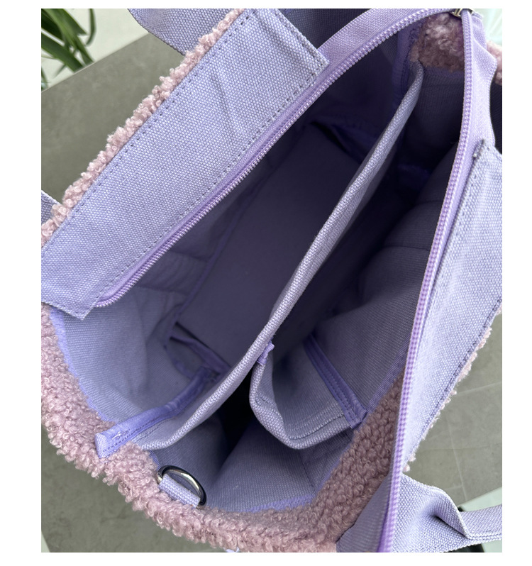 Teddy Velvet Handbag For Women Japan Lotte High-end Plush Bag Bento Bag Handbag Single Shoulder Diagonal Cross Women's Bag Handbag_voghion.com