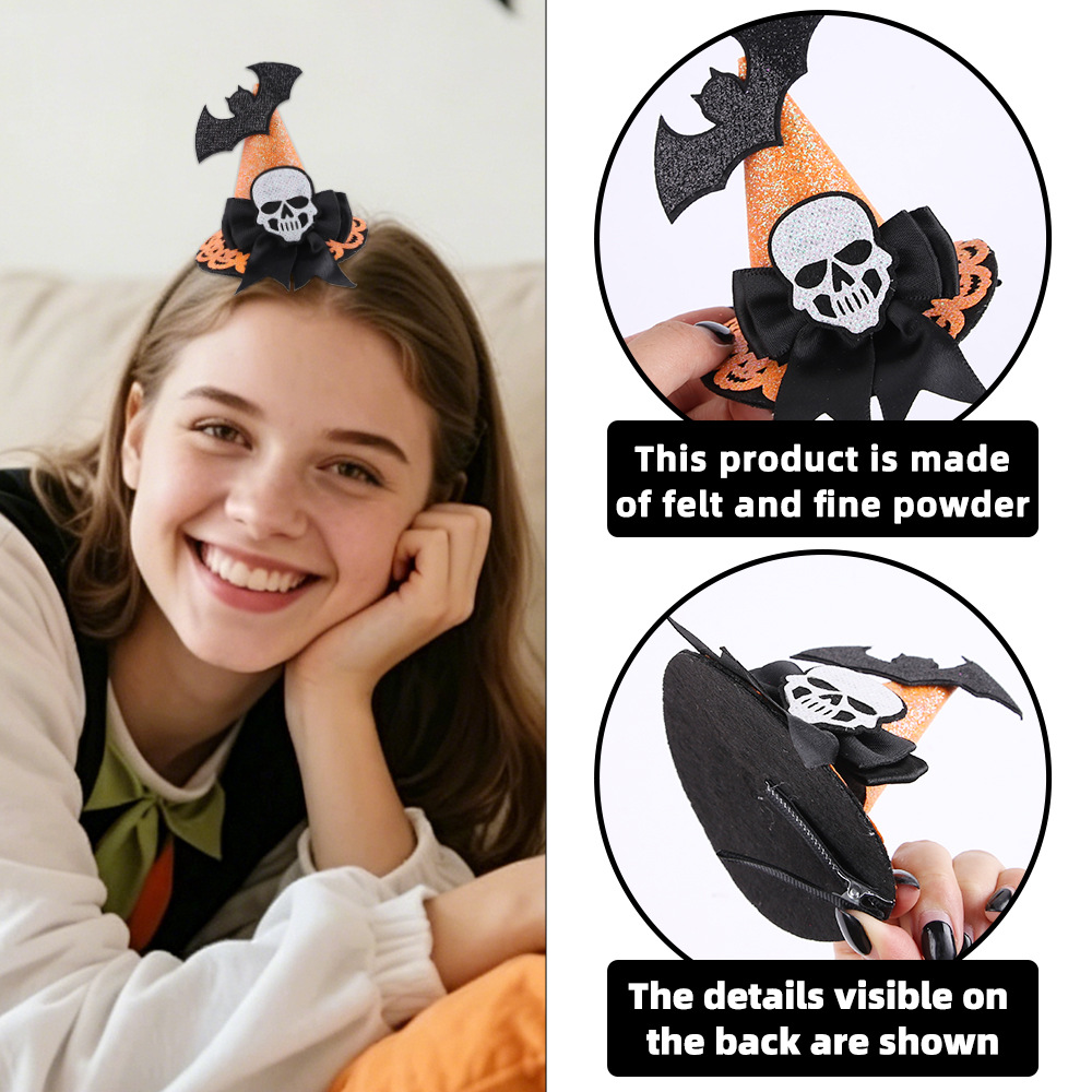 Halloween tocado sombrero mini bruja arco clip para el pelo fantasma día de baile maquillaje decoración fantasma sombrero clip para el pelo