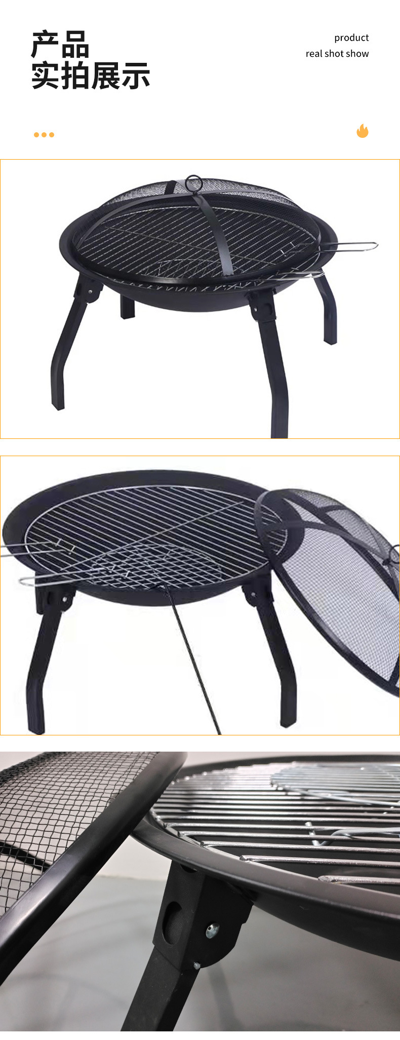 Outdoor courtyard folding barbecue grill, portable fire basin, charcoal grill, household indoor heating stove, bonfire stove pic 11