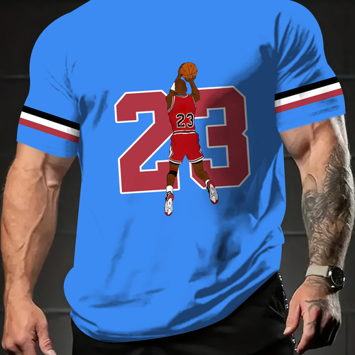 Bestselling 3D Digital Printing European and American Men's T-Shirts 105g Bird's Eye Fabric for Stock