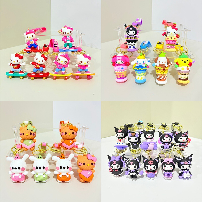 Cartoon Sanrio Series Kt Cat Kuromi Big-Eared Dog Keychain Student Backpack Pendant Best Friend Couple Gift Cartoon Sanrio Series Kt Cat Kuromi Big-Eared Dog Keychain Student Backpack Pendant Best Friend Couple Gift