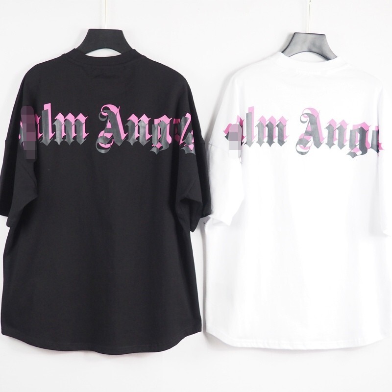 Correct Version Palm Angel Summer Letter Ghost Pullover Crewneck Loose Short-sleeved Black T-shirt