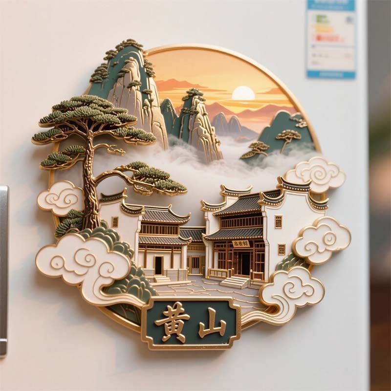 【黄山】景点金属立体浮雕冰箱贴门贴装饰旅游景区纪念品文创礼物|undefined