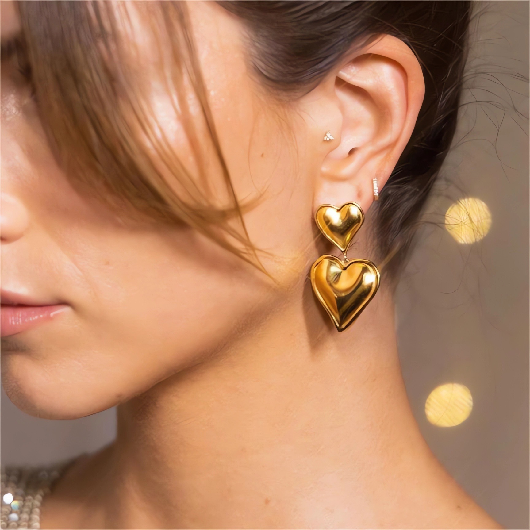 Holiday, Daily Occasion 304 Stainless Steel Material 1 Pair Original Design Heart Shape Stainless Steel Ear Studs