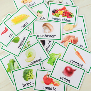 English Card Waterproof Enlightenment Flash Card Vegetables 20 Kindergarten Children's Neutral Card Early Education English Figure 10-3