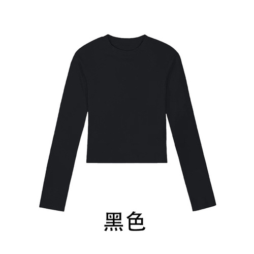 New style women's undershirt new Korean version round neck long sleeve t-shirt slimming slimming short top 