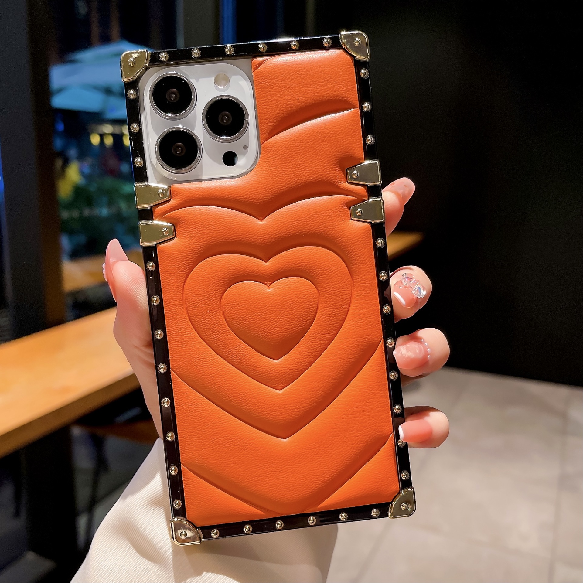 Heart Shape, Solid Color Pattern Retro Heart Shape Solid Color Tpu Phone Cases