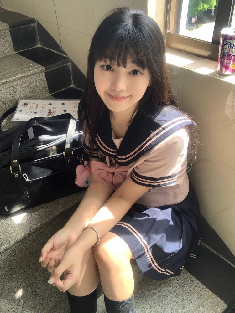 [사쿠라가와 고] 일본 선원 세트 여름 허리 JK 교복 반팔 학교 주름 상자 치마 여성