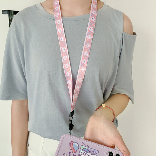 Creative two-in-one mobile phone lanyard, detachable, rotating, long thermal transfer document lanyard, hanging neck, dual-purpose mobile phone lanyard