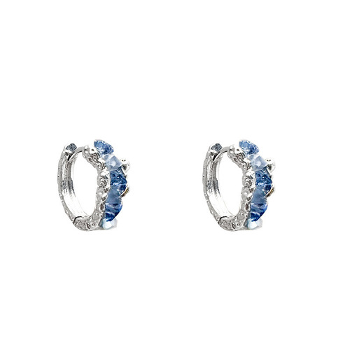 Light Luxury Niche Blue Crystal Earrings for Women, Instagram Trendy, Korean Minimalist, Versatile Stud Earrings, Fashion Accessory