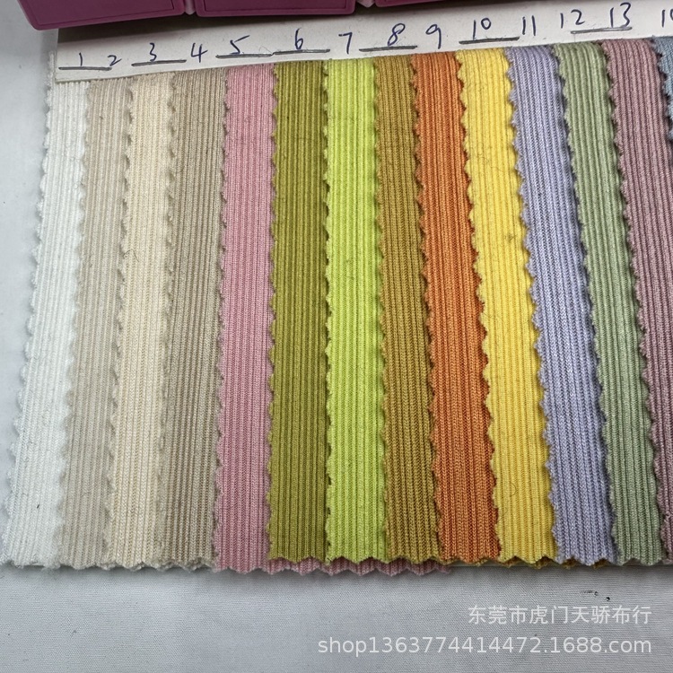 现货供应针织罗纹坑条面料 220克重仿棉百褶条 酷丝绵不规则罗纹