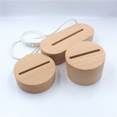 实木灯饰底座亚克力灯板LED灯礼品广告摆件饰品工艺礼品小夜灯