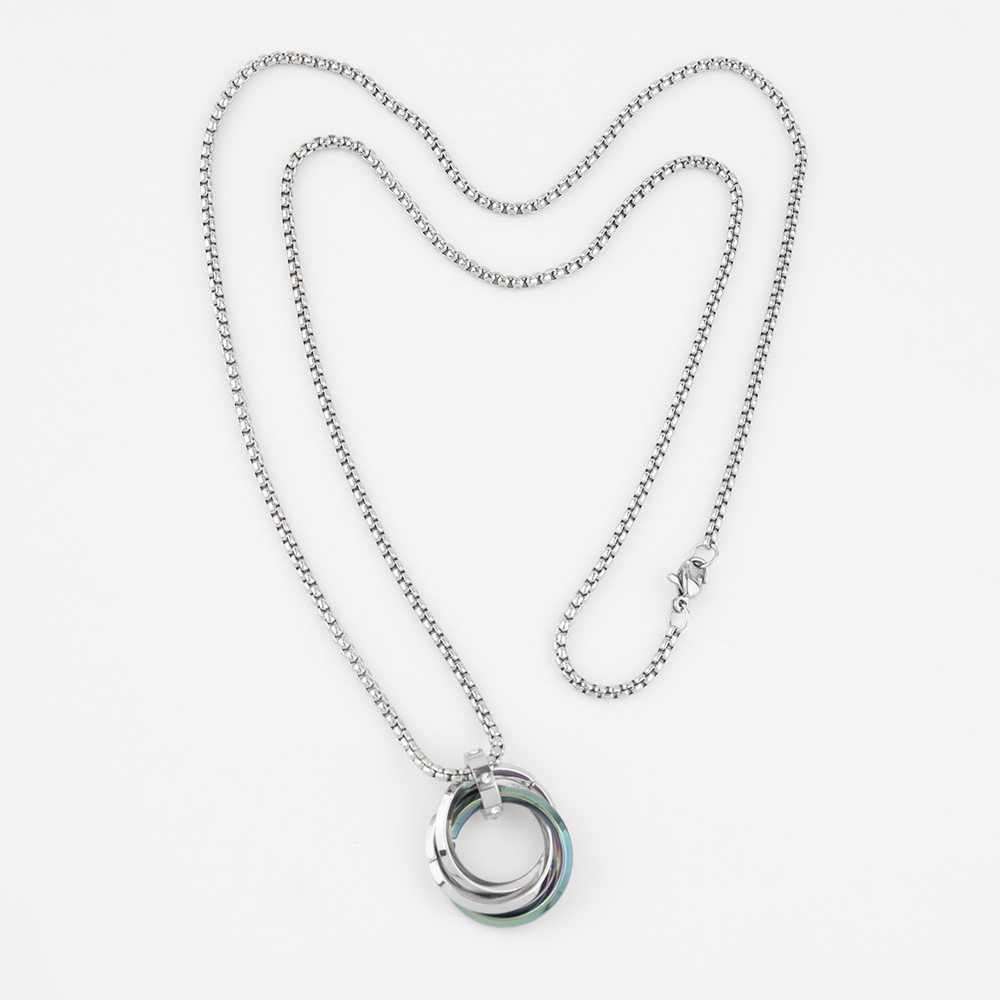 Edelstahlkette mit quadratischen Perlen, Herrenhalskette, trendiger Hip-Hop, Schmuckzubehör aus Titanstahl, Kette und Schlaufe_voghion.com