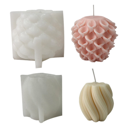 Renshan Striped Wave Ball Scented Candle Silicone Mold DIY Morning Glory Ball Candle Glue Handmade Soap Mold