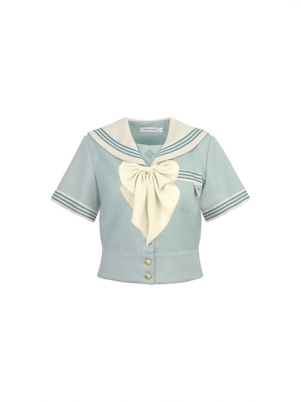 【ジェンビーンズストーリー】Butterfly Girl ミントホワイト ショートサマー セーラー JK 制服 女性スーツ カレッジスタイル T003|undefined