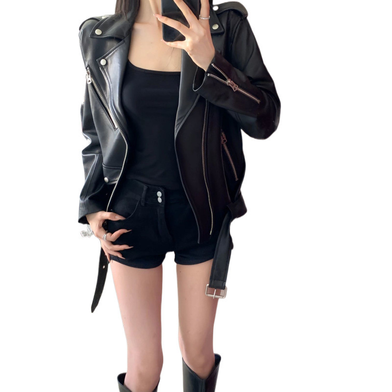 皮衣外套女2025春季新款大码胖mm宽松百搭休闲夹克气质机车服上衣|undefined