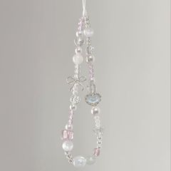 原創閃閃蝴蝶愛心手機掛繩手機鏈ccd手工串珠相機鏈防丟鑰匙扣