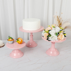 跨境甜品台高腳托盤蛋糕盤點心盤金屬鐵藝蛋糕架婚慶茶歇布置道具