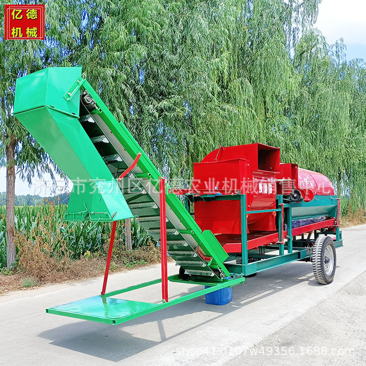 大型电机干湿两用拖拉机牵引摘果机自动装车装贷款摘果机秧果分离