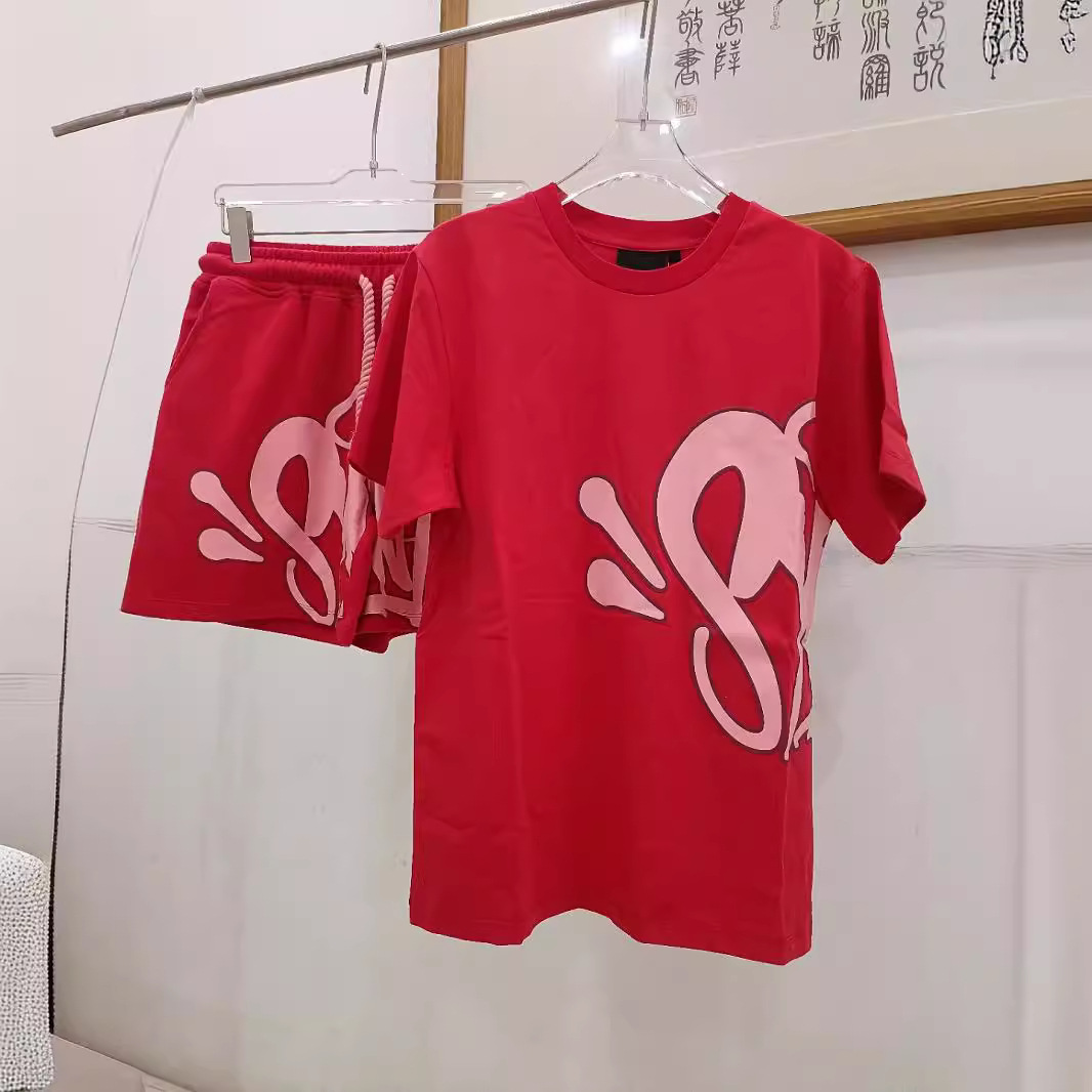 High Street hip hop espuma carta impresa de manga corta Camiseta pantalones cortos de los hombres de la marca de moda de verano de ocio traje deportivo