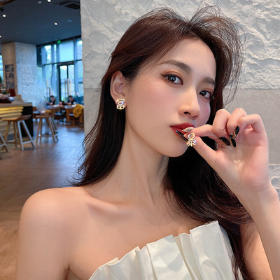 Yang Zi Same item Ear Studs 2021 summer Riches Fortune Earrings the republic of korea temperament Small Earrings
